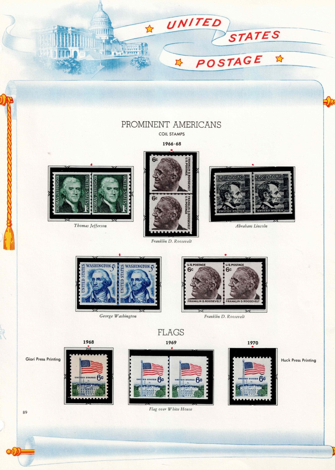 White Ace Album 34 pgs Older US stamps hand picked CHOICE Mint19