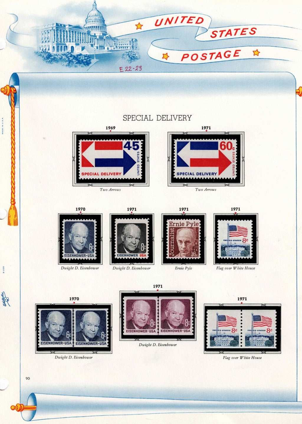 White Ace Album 34 pgs Older US stamps hand picked CHOICE Mint18