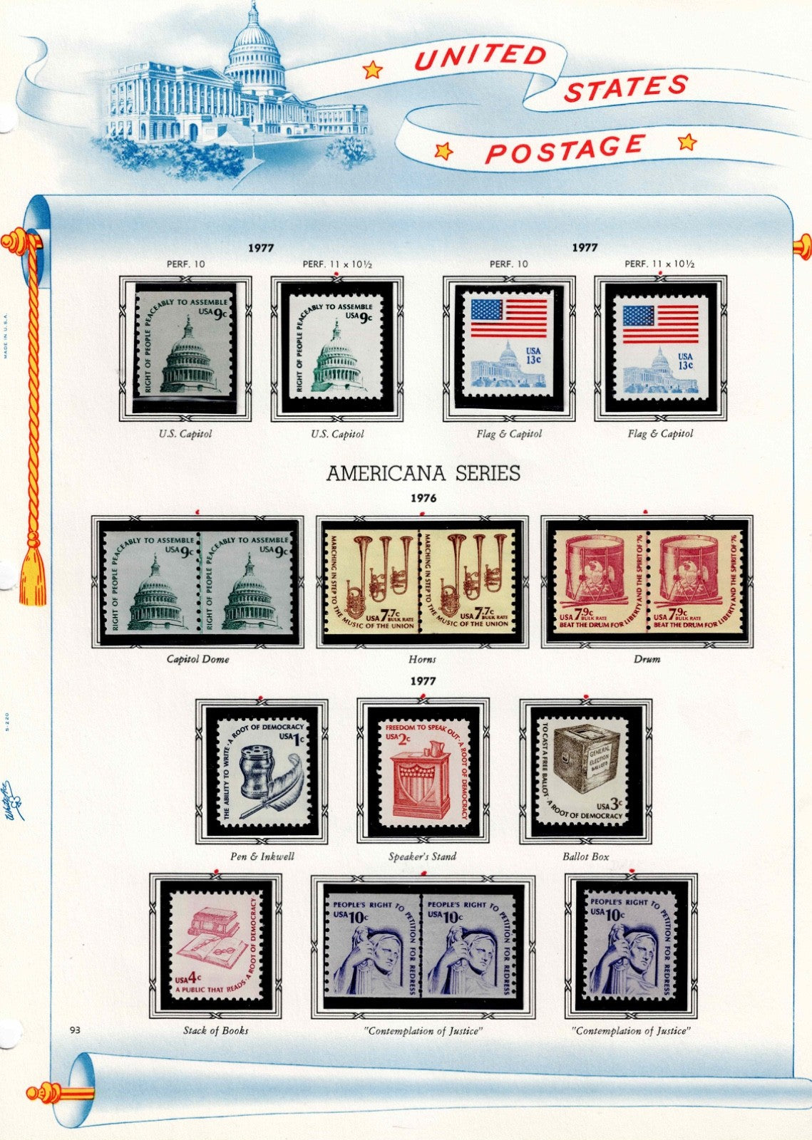 White Ace Album 34 pgs Older US stamps hand picked CHOICE Mint4