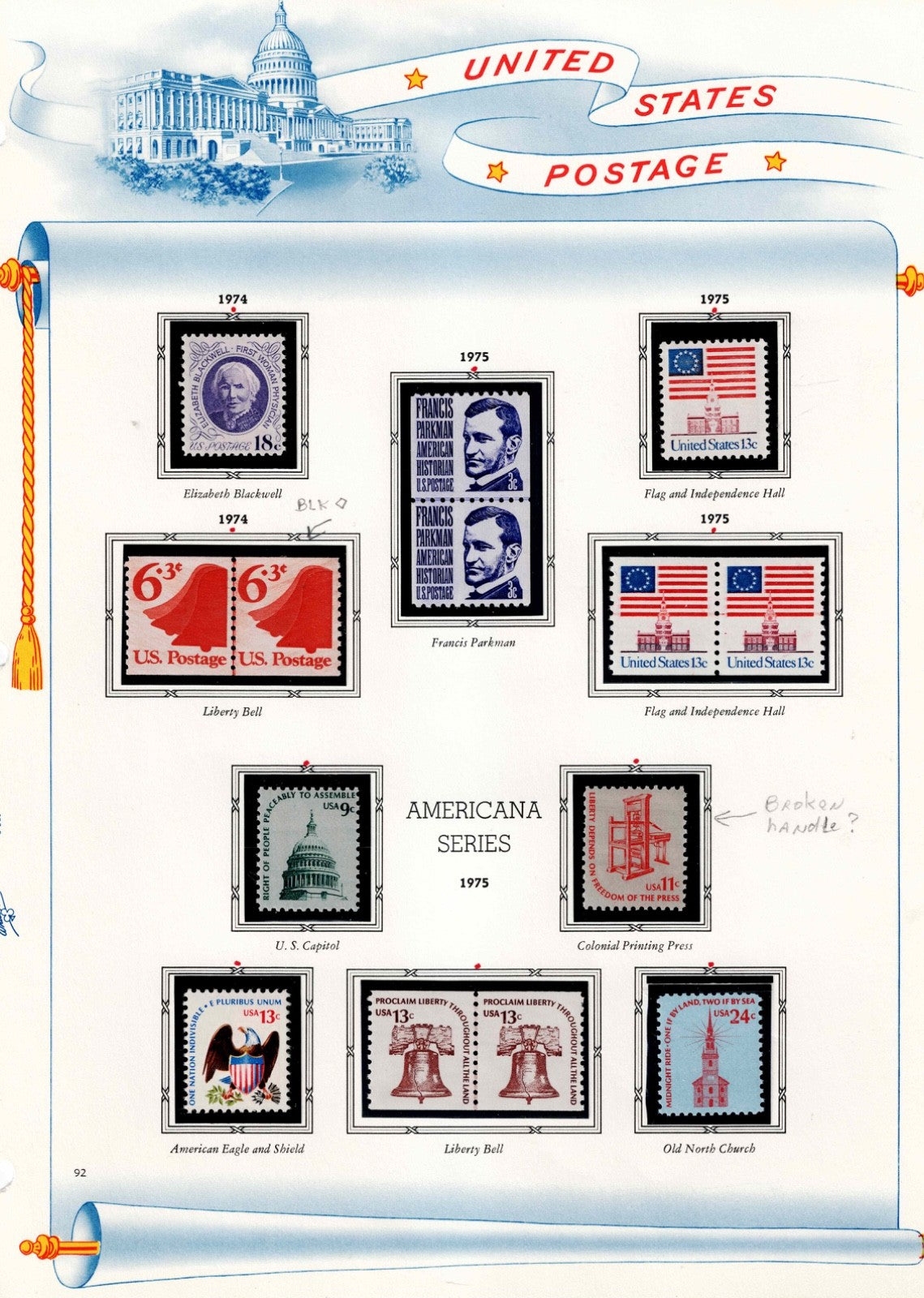 White Ace Album 34 pgs Older US stamps hand picked CHOICE Mint3