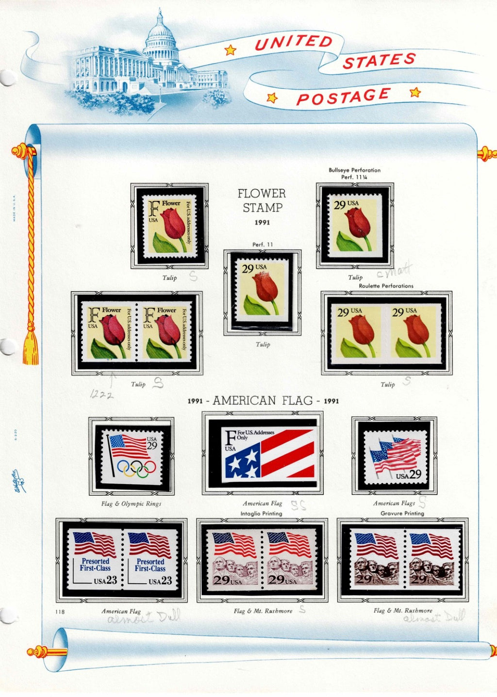 White Ace Album 34 pgs Older US stamps hand picked CHOICE Mint13