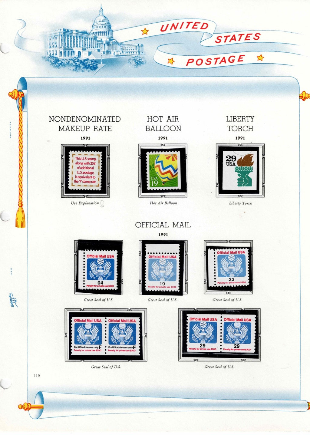 White Ace Album 34 pgs Older US stamps hand picked CHOICE Mint14
