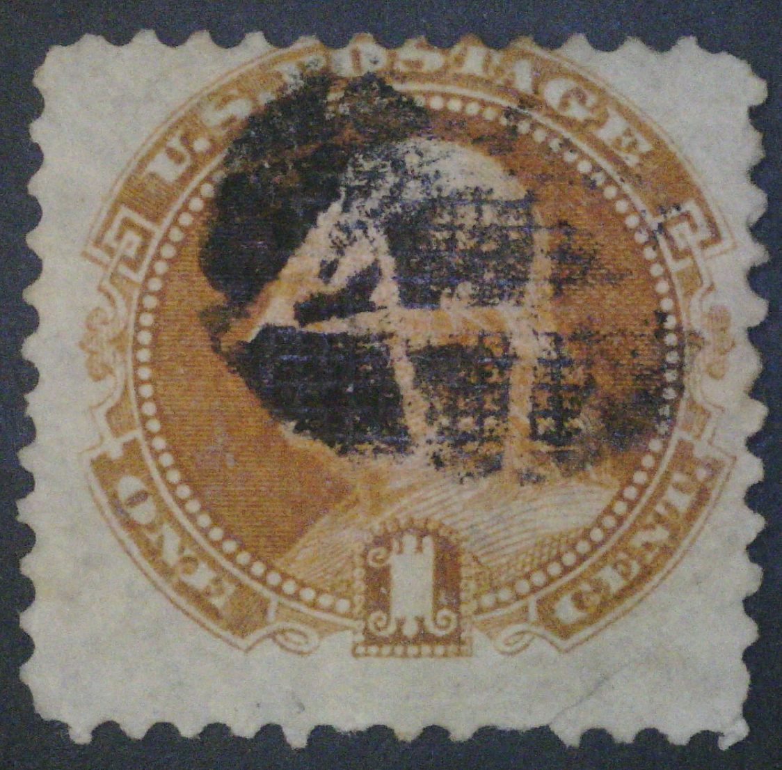 UNITED STATES SCOTT 112 FRANKLIN 1 CENT PICTORIAL G GRILL  USED SCV $1500