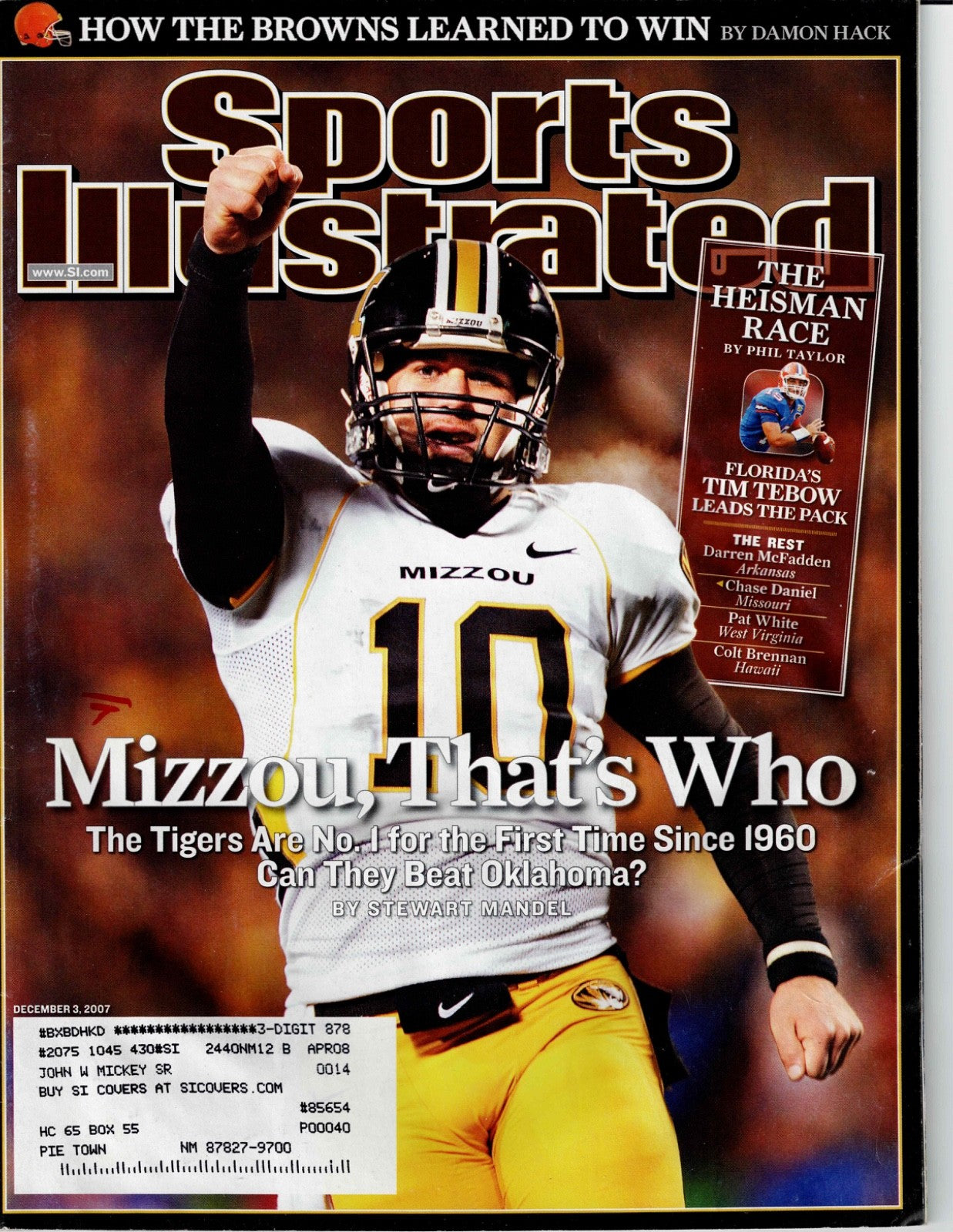 (3) Sports Illustrated Magazines Nov 19, 2007, Nov 26, '07 and Dec 3, '07 VG1